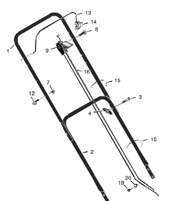 Handle Assembly Diagram and Parts List for 20505X92B 1997 Briggs and Stratton Lawn Mower
